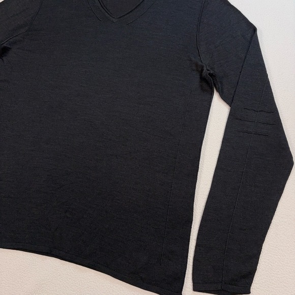 John Varvatos Star USA Lightweight V-Neck Sweater Men L Gray Merino Wool Blend - Picture 5 of 15